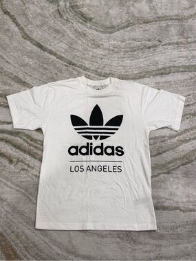 Adidas Los Angeles Trefoil Logo Tee - White/Black size Small